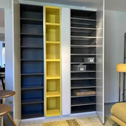 Schönbuch Schuhschränke|Schuhschrank Stripes Weiß Grau Zitronengelb