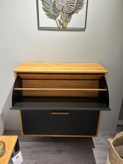 Natura Schuhschränke|Schuhschrank Wiliston Front MDF Gun Metal Schwarz Korpus Wildeiche Geölt