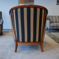 Eigene Herstellung Relaxsessel|Schulenburg Sichtholzsessel Monaco Bezug Stoff Stripe 4318 Sichtholzgestell Kirschbaum Massiv Antik