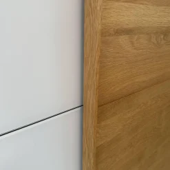 Team 7 Kleiderschränke|Schwebetürenschrank Lunetto Eiche Naturöl Glas Naturweiß Matt mit Innenbeleuchtung