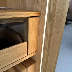 Team 7 Kleiderschränke|Schwebetürenschrank Lunetto Eiche Naturöl Glas Naturweiß Matt mit Innenbeleuchtung