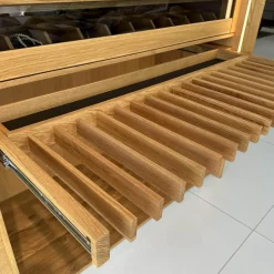 Team 7 Kleiderschränke|Schwebetürenschrank Lunetto Eiche Naturöl Glas Naturweiß Matt mit Innenbeleuchtung