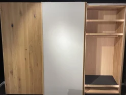 Team 7 Kleiderschränke|Schwebetürenschrank Soft Eiche Wild Weißöl Farbglas Matt Hellgrau Inklusive Innenleben Und Beleuchtung