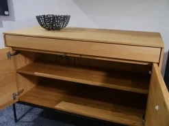 Team 7 Schreibtische & Sekretäre|Sekretär Filigno Eiche Naturöl Holzbasis Metallrahmen Gestell Schwarz