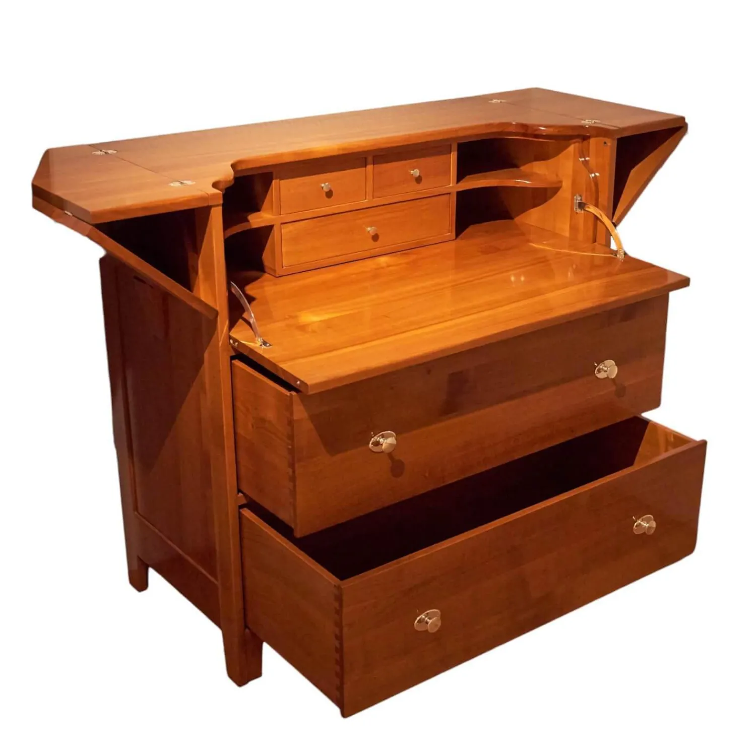 Form Exclusiv Schreibtische & Sekretäre|Sekretär Kirschbaum Griffe Metall Glänzend