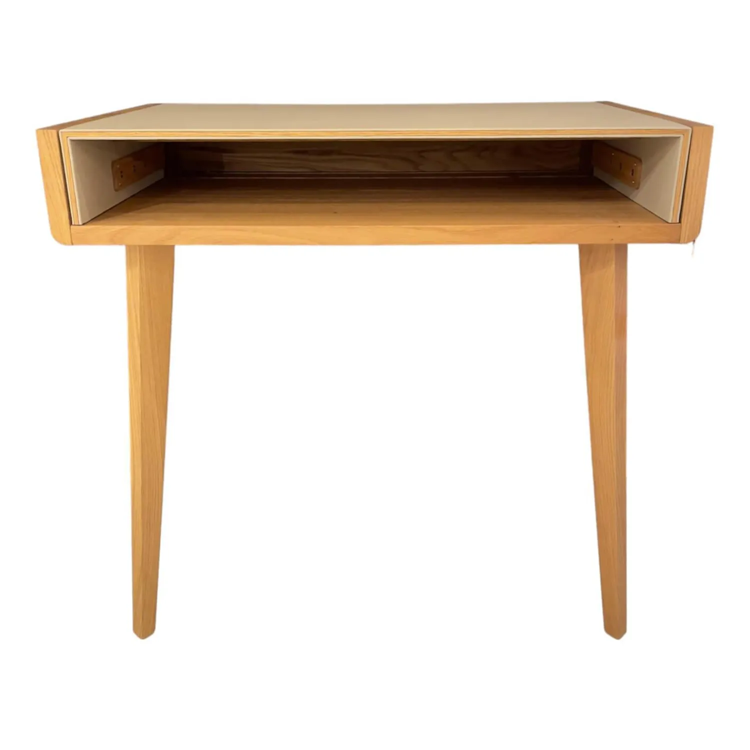 Team 7 Schreibtische & Sekretäre|Sekretär Sol Platte Bezug Leder L1 70230 Altweiß Beige Eiche Naturöl