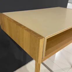 Team 7 Schreibtische & Sekretäre|Sekretär Sol Platte Bezug Leder L1 70230 Altweiß Beige Eiche Naturöl