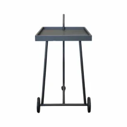 COR Regale|Servierwagen Bond Tischauflage Leder 175 Schwarz Gestell Schwarzbraun Feinstruktur Mit Rollen