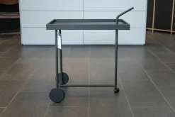 COR Regale|Servierwagen Bond Tischauflage Leder 175 Schwarz Gestell Schwarzbraun Feinstruktur Mit Rollen