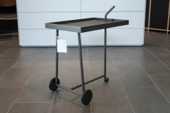 COR Regale|Servierwagen Bond Tischauflage Leder 175 Schwarz Gestell Schwarzbraun Feinstruktur Mit Rollen