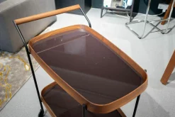 Porada Konsolen|Servierwagen Jet 1 Nussbaum Canaletta Platten Lack Cioccolato Lucido Braun Gestell Metall Schwarz Mit Rollen