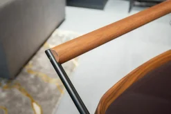 Porada Konsolen|Servierwagen Jet 1 Nussbaum Canaletta Platten Lack Cioccolato Lucido Braun Gestell Metall Schwarz Mit Rollen