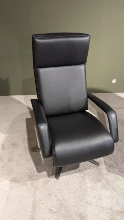 Erpo Relaxsessel|Sessel 410 18 Leder 42 Schwarz 136 Sternfuß Edelstahl Gebürstet Inklusive 2 Motorisch Mit Akku