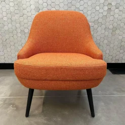 Walter Knoll Loungesessel|Sessel 375 10 Stoff Lucia 7687 Orange Gestell Massivholz Eiche Schwarz Geflammt Geölt