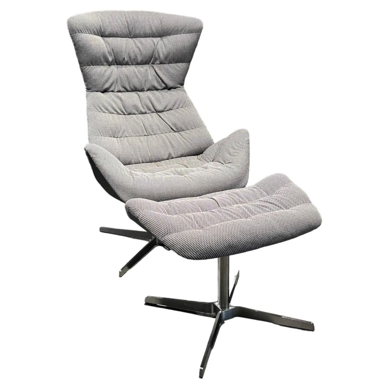 Thonet Relaxsessel|Sessel 808 Bezug Innen Stoff Soul 151 Pepper Grau Außen Nappaleder Nero Anthrazit Stahlgestell Edelstahloptik Und Hocker