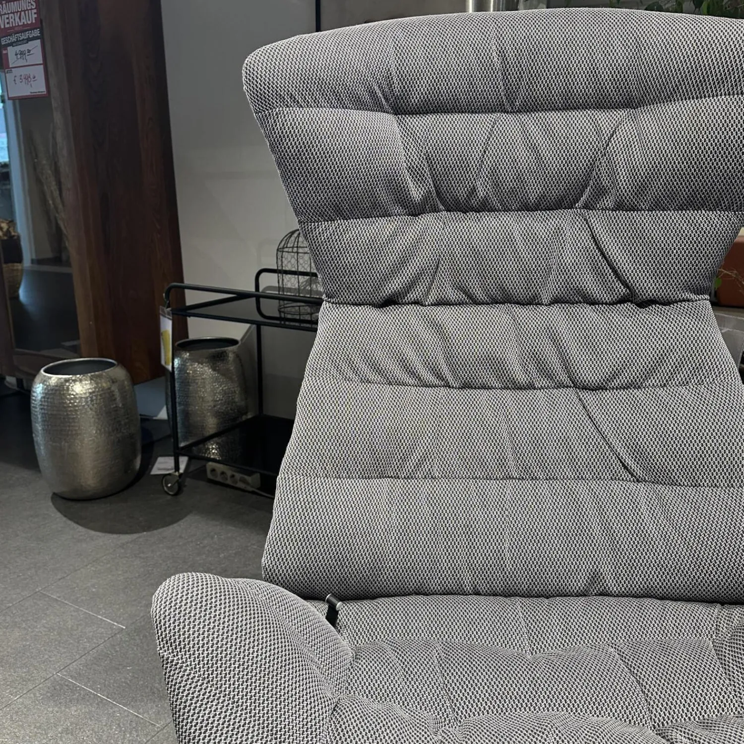 Thonet Relaxsessel|Sessel 808 Bezug Innen Stoff Soul 151 Pepper Grau Außen Nappaleder Nero Anthrazit Stahlgestell Edelstahloptik Und Hocker