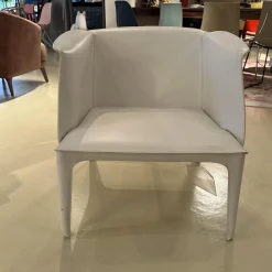 Flexform Einzelstühle|Sessel 66 Isabel Bezug Leder 5007 Weiß