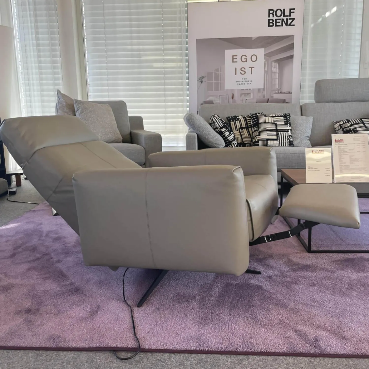 Rolf Benz Relaxsessel|Sessel 572 Leder 38.101 Steingrau Mit Verstellfunktion