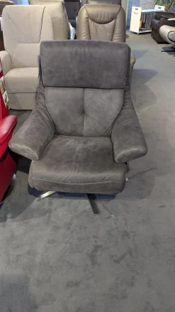 himolla Loungesessel|Sessel 7702 Leder Buffalo 33 Bison Grau Sternfuß Edelstahloptik 62 Mit Höhenverstellung