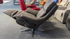 himolla Loungesessel|Sessel 7702 Leder Buffalo 33 Bison Grau Sternfuß Edelstahloptik 62 Mit Höhenverstellung