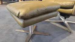 W. Schillig Relaxsessel|Sessel 31702 Leder Z6936 Camouflage Braun Grün Sternfuß Nickel Santiniert Mit Wippfunktion Und Nackenkissen Inklusive Hocker