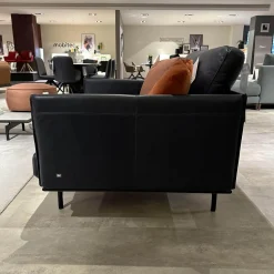 Rolf Benz Loungesessel|Sessel 536 Liv Smart Leder 42 103 Dunkelschwarzblau Gestell Aluminium Verkehrsschwarz Schwarz Inklusive Kissen