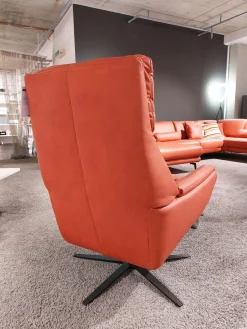 Zehdenick Relaxsessel|Sessel 4252 Stoff Galero Rot Sternfuß Metall Schwarz mit Hocker