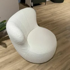 Rolf Benz Loungesessel|Sessel 173 Teddystoff 6530 Cremeweiß Creme Weiß Inklusive Kunststoffgleiter