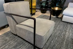 Flexform Loungesessel|Sessel ABC Leder Beige Gestell Metall Brüniert Dunkelbraun