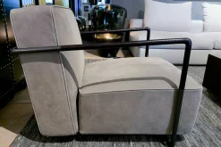 Flexform Loungesessel|Sessel ABC Leder Beige Gestell Metall Brüniert Dunkelbraun