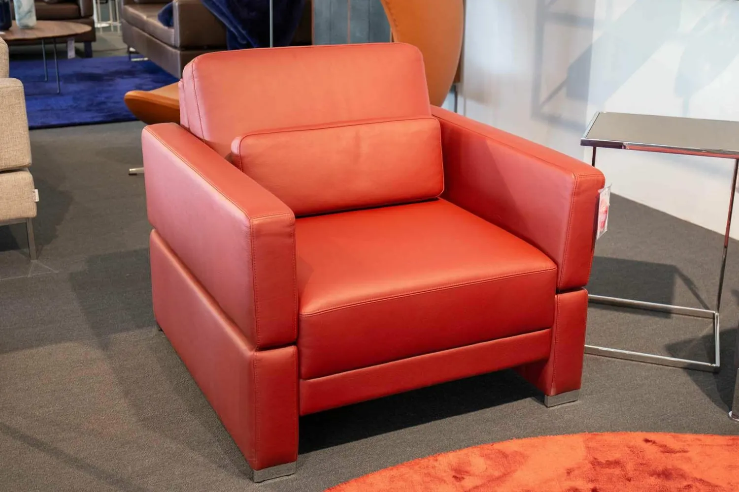 Brühl Loungesessel|Sessel Alba Leder Jumbo 5662 0016 Füeß Metall Verchromt Inklusive Kopfstützenkissen