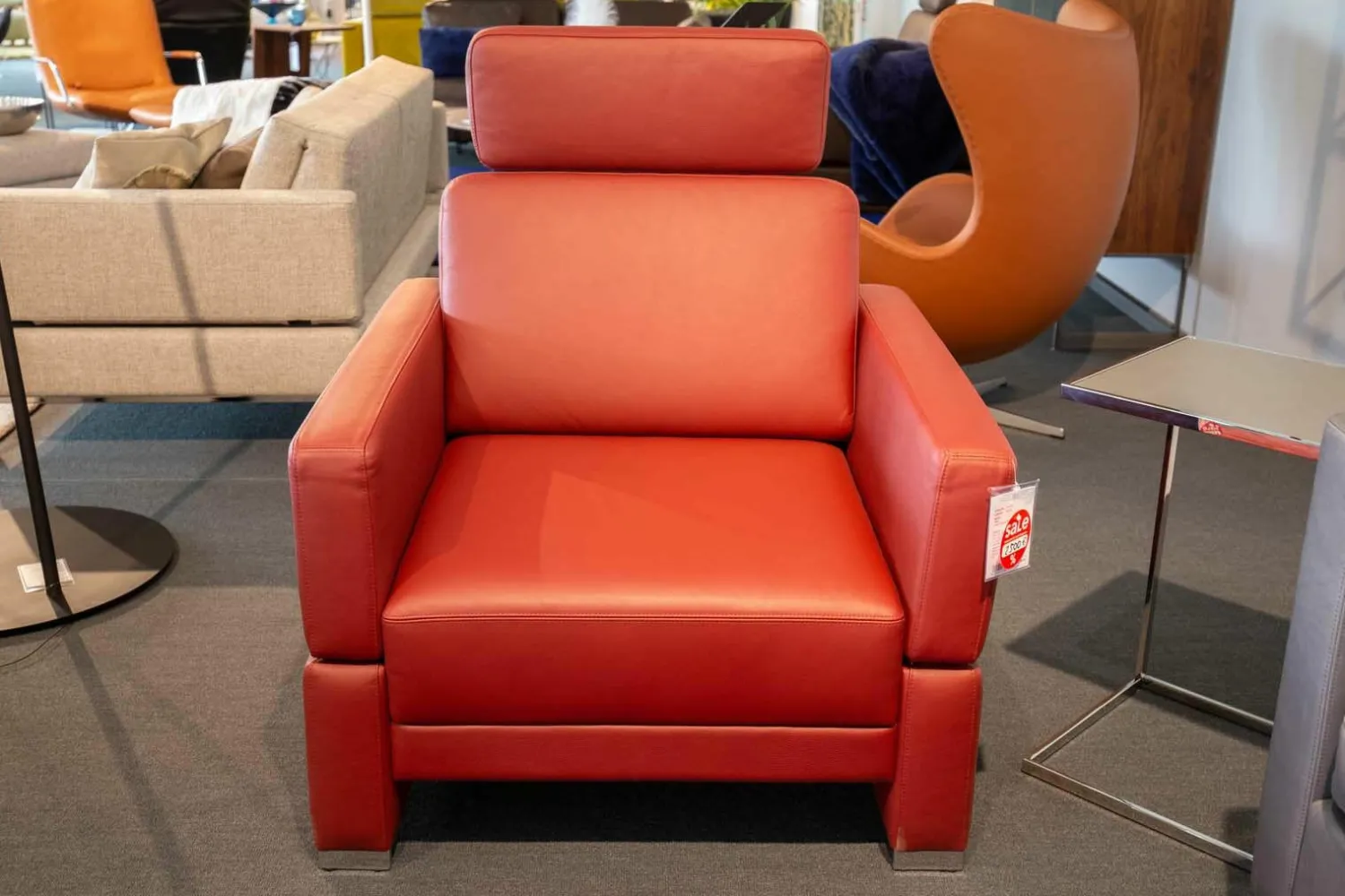 Brühl Loungesessel|Sessel Alba Leder Jumbo 5662 0016 Füeß Metall Verchromt Inklusive Kopfstützenkissen