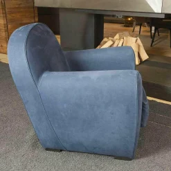 Baxter Relaxsessel|Sessel Amburgo Baby Leder Nabuck Blau