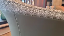 Minotti Relaxsessel|Sessel Angie ANG83S Stoff Fisher 04 Salvia Grau Rückseite Kernleder Bustier Salbeigrün Grau Grün