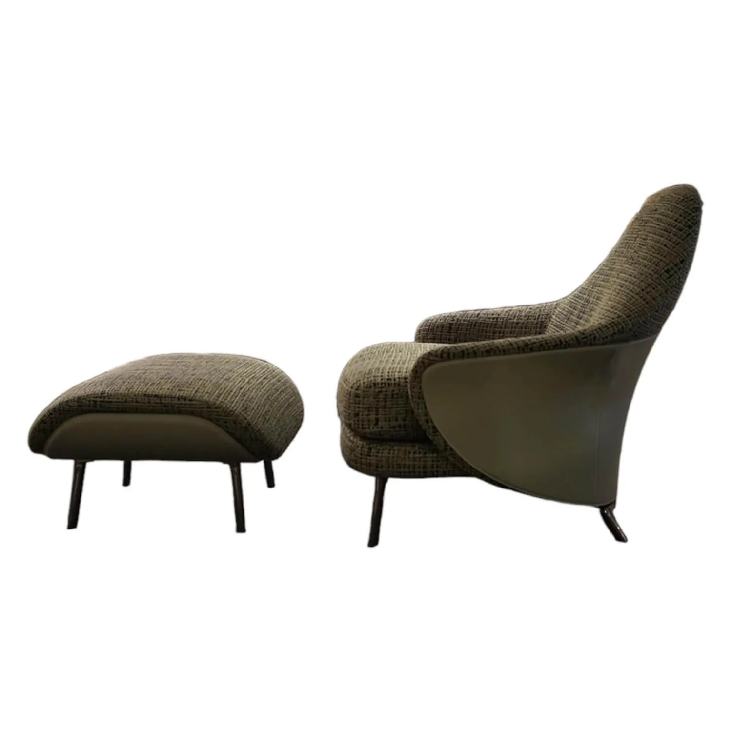 Minotti Relaxsessel|Sessel Angie Bezug Sitz Stoff Mayer Large 07 Grün Rücken Kernleder Salbei Inklusive Hocker