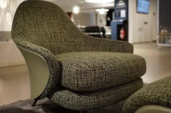 Minotti Relaxsessel|Sessel Angie Bezug Sitz Stoff Mayer Large 07 Grün Rücken Kernleder Salbei Inklusive Hocker