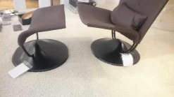 Ligne Roset Relaxsessel|Sessel Anneau Leder U Oregon Brun Braun Gestell Schwarz mit Hocker