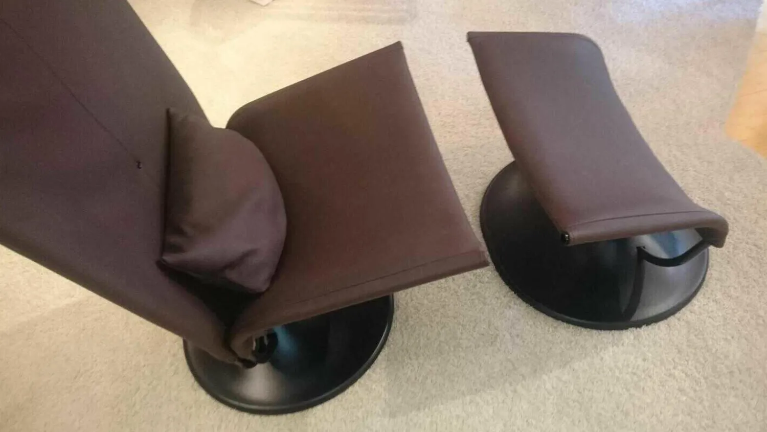 Ligne Roset Relaxsessel|Sessel Anneau Leder U Oregon Brun Braun Gestell Schwarz mit Hocker