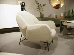 Leolux Loungesessel|Sessel Anton Stoff Mondo 28120 20 Bianco Weiß Gestell Epoxy E 2100 Charcoal Matt Schwarz