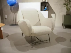 Leolux Loungesessel|Sessel Anton Stoff Mondo 28120 20 Bianco Weiß Gestell Epoxy E 2100 Charcoal Matt Schwarz