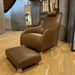 Maxalto Relaxsessel|Sessel Apta Kalos 9750N Leder Kasla KS360 Hellbraun Inklusive Hocker und Kopfstütze