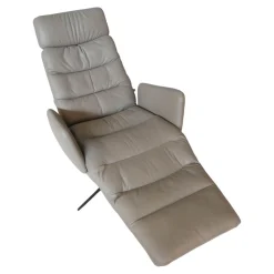 KFF Relaxsessel|Sessel Arva E Lounge Leder Sauvage Schlammgrau 8103 Grau 5 Fuß Stern Gestell Schwarz M01 Mit Kopfstütze