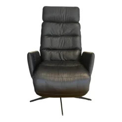 KFF Relaxsessel|Sessel Arva E Lounge Leder Sauvage Schwarz 5 Sternfuß Metall M01 Moodblack Schwarz Pulverbeschichtet Mit Verstellungen