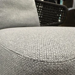 Minotti Loungesessel|Sessel Aston Cord Indoor Stoff Kolumba 04 Platino Grau Geflecht Taslan Dunkelbraun Füße Metall Schwarz