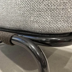 Minotti Loungesessel|Sessel Aston Cord Indoor Stoff Kolumba 04 Platino Grau Geflecht Taslan Dunkelbraun Füße Metall Schwarz