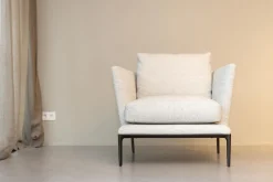 B&B Italia Loungesessel|Sessel Atoll Stoff Sara Grau Melange Gestell Schwarz Verchromt Lackiert