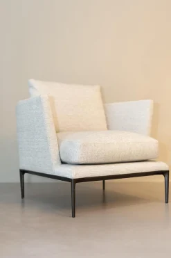 B&B Italia Loungesessel|Sessel Atoll Stoff Sara Grau Melange Gestell Schwarz Verchromt Lackiert