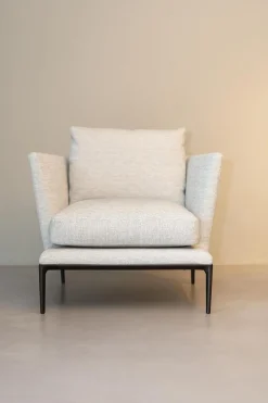 B&B Italia Loungesessel|Sessel Atoll Stoff Sara Grau Melange Gestell Schwarz Verchromt Lackiert