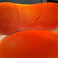 Walter Knoll Loungesessel|Sessel Bao Außen Leder Seddle Coffee Schwarz Innen Stoff Samt Harald Pumpkin Orange Drehteller Schwarz
