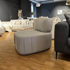 Sophisticated Living Loungesessel|Sessel Barrel Gerafft Lounge Bezug Stoff Stonewash Q341 Aitstream 3175 Hellgrau